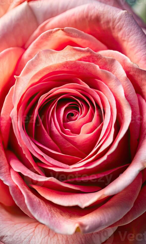 Close-up of a blooming red rose with intricate petal details. photo