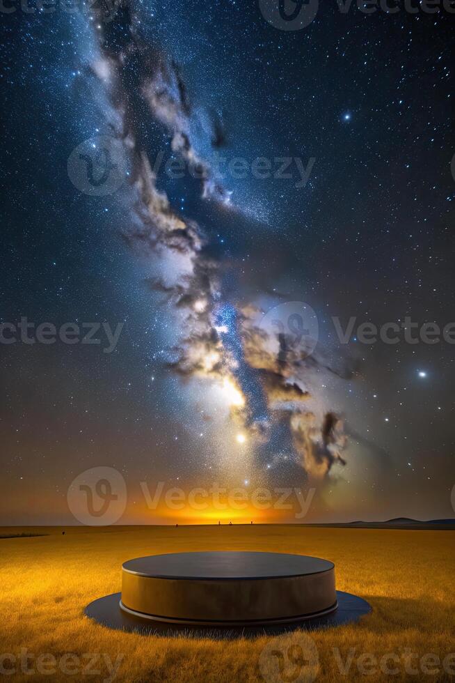 Stunning view of the Milky Way over a serene ocean horizon. photo
