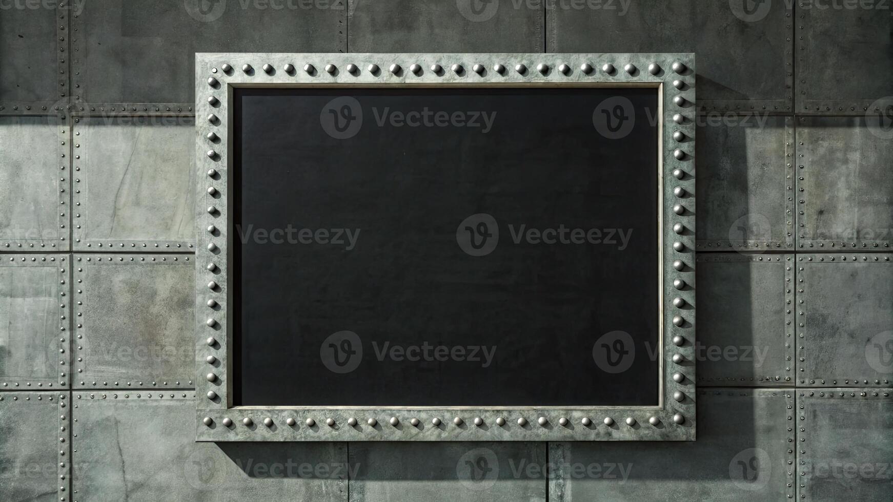 Empty blackboard with a decorative silver frame. photo