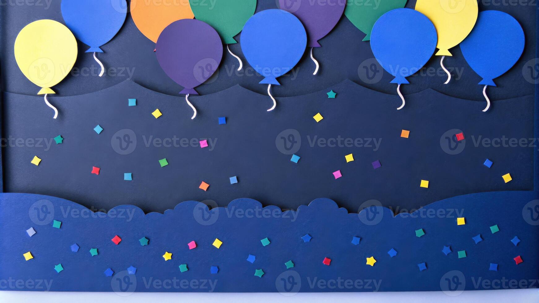 Festive Balloons and Confetti Celebration Banner photo