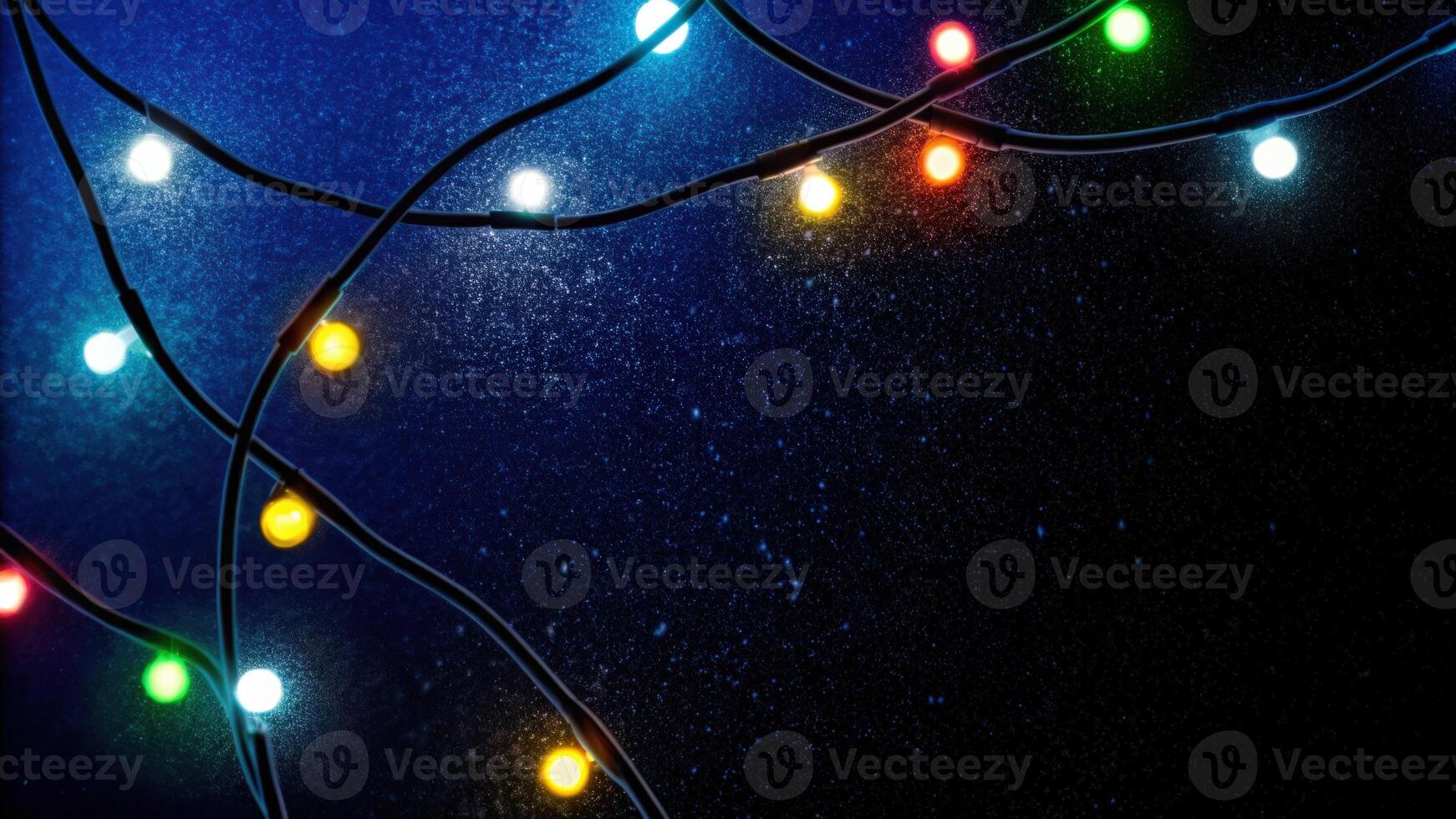 Colorful String Lights Twinkling Against the Night Sky photo