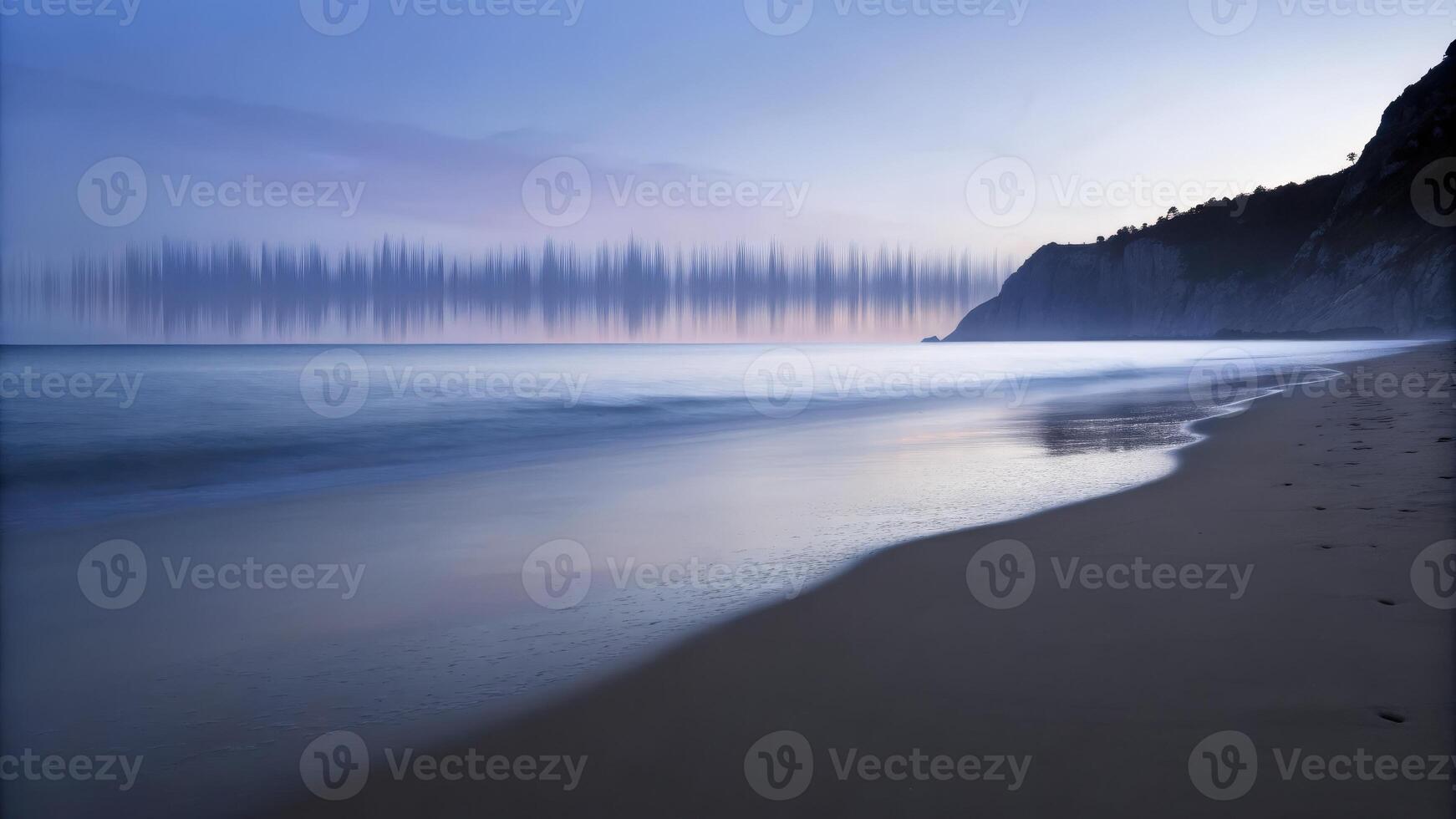 Serene Beach at Dawn with Gentle Waves photo