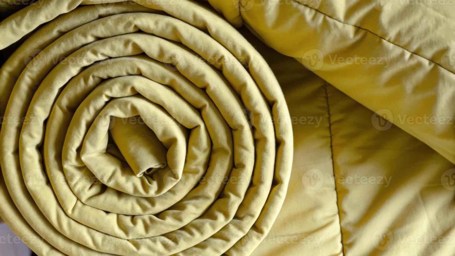 Rolled Yellow Blanket with Cozy Fabric Details photo