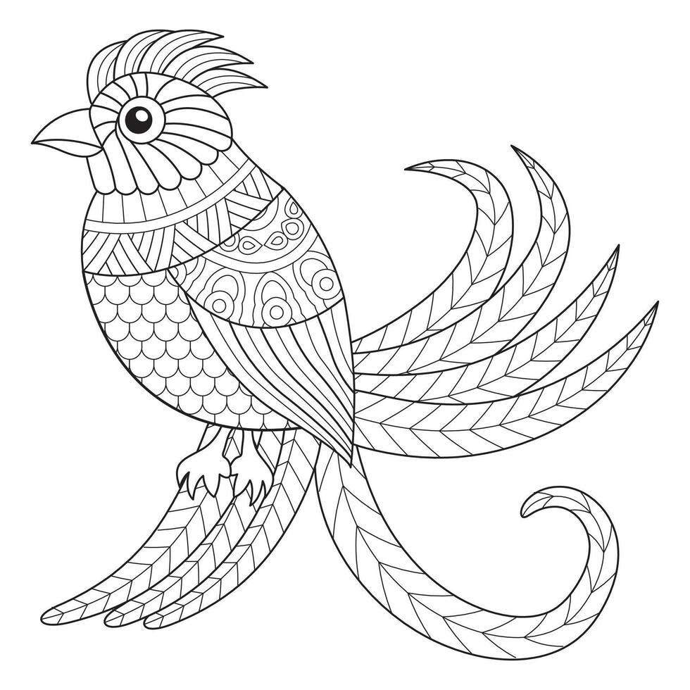 Intricate Bird Line Art Illustration vector