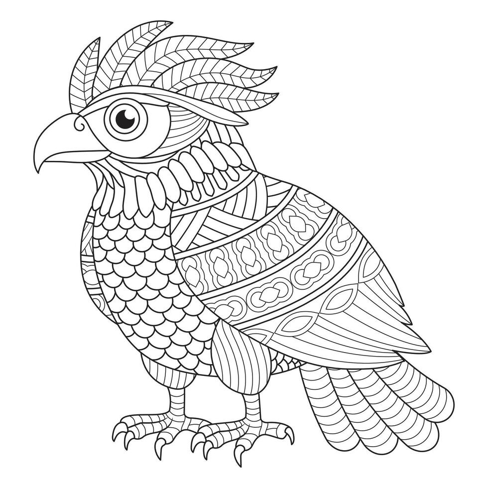 Intricate Owl Illustration for Coloring vector