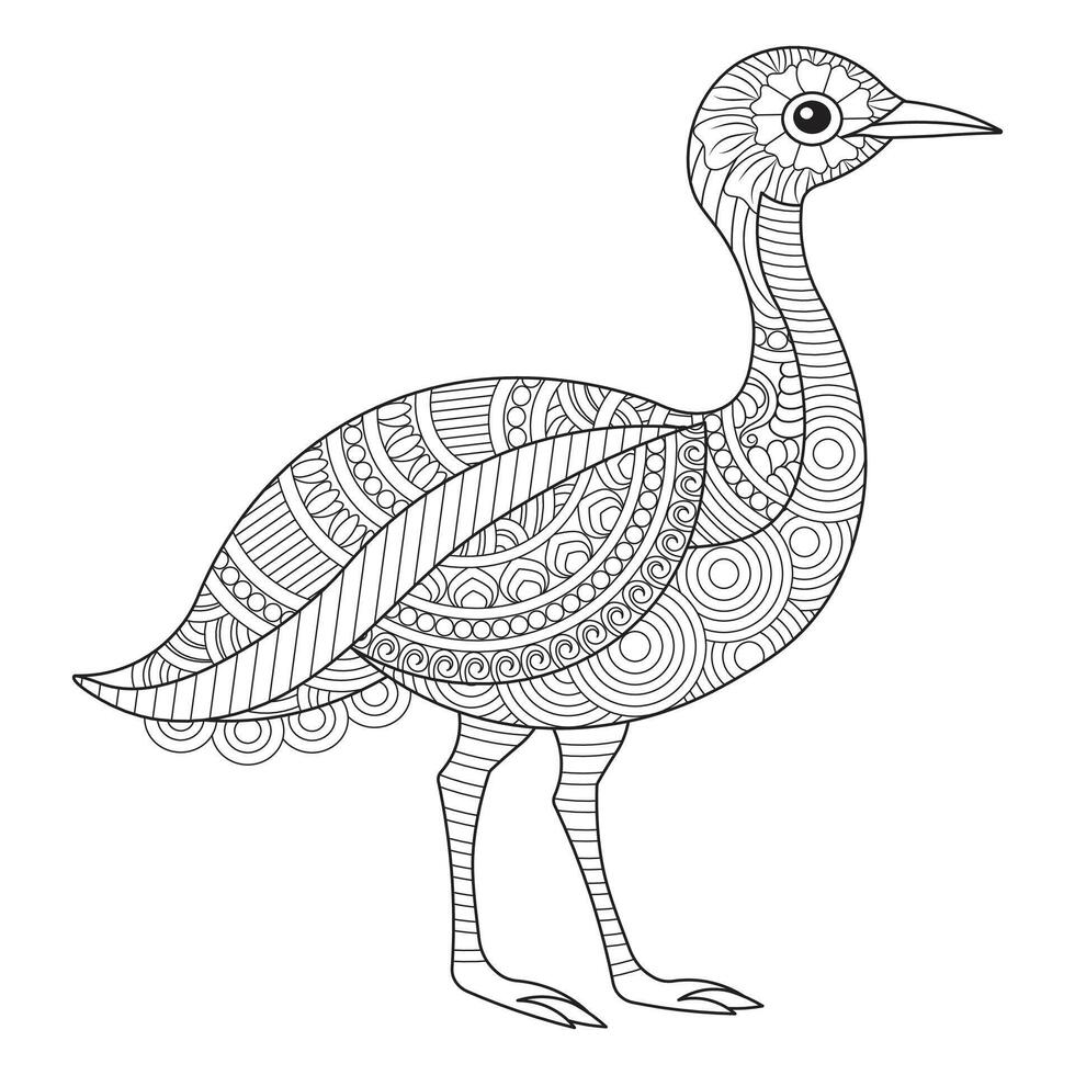 Intricate Line Art Bird Illustration vector