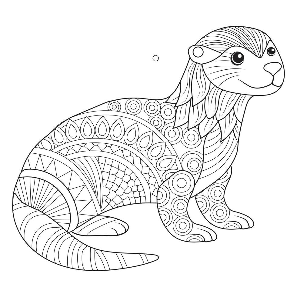 Intricate Line Art of a Playful Otter vector
