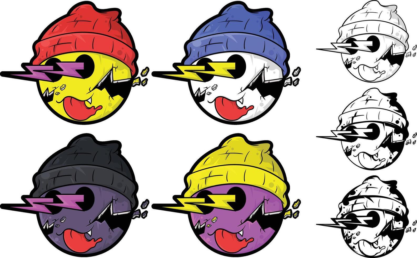 Cartoon emotion illustration with graffiti drawing style vector