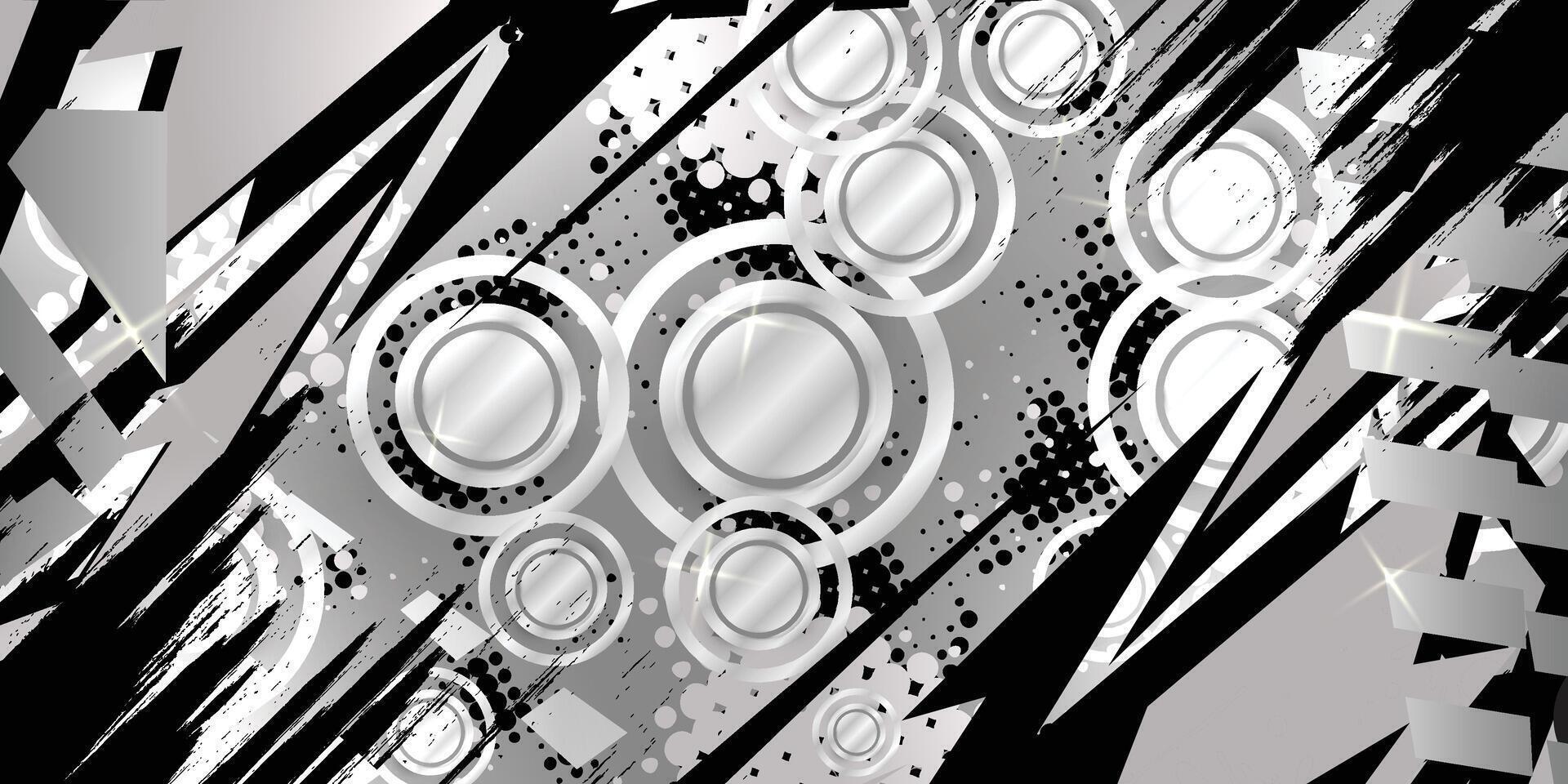 Grey abstract racing background with silver metallic circle object vector