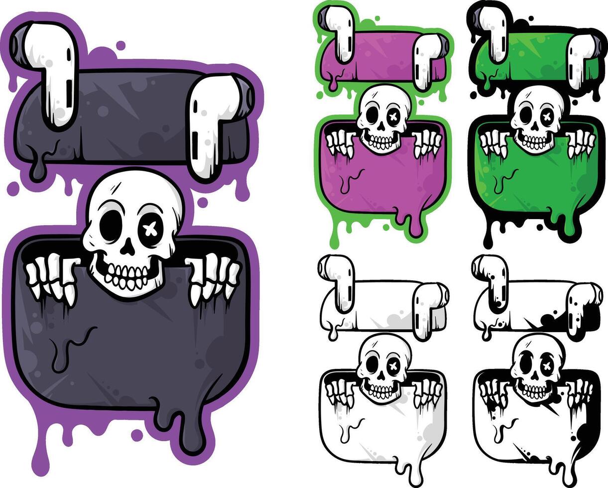 Illustration of an earphone and a cartoon skull vector