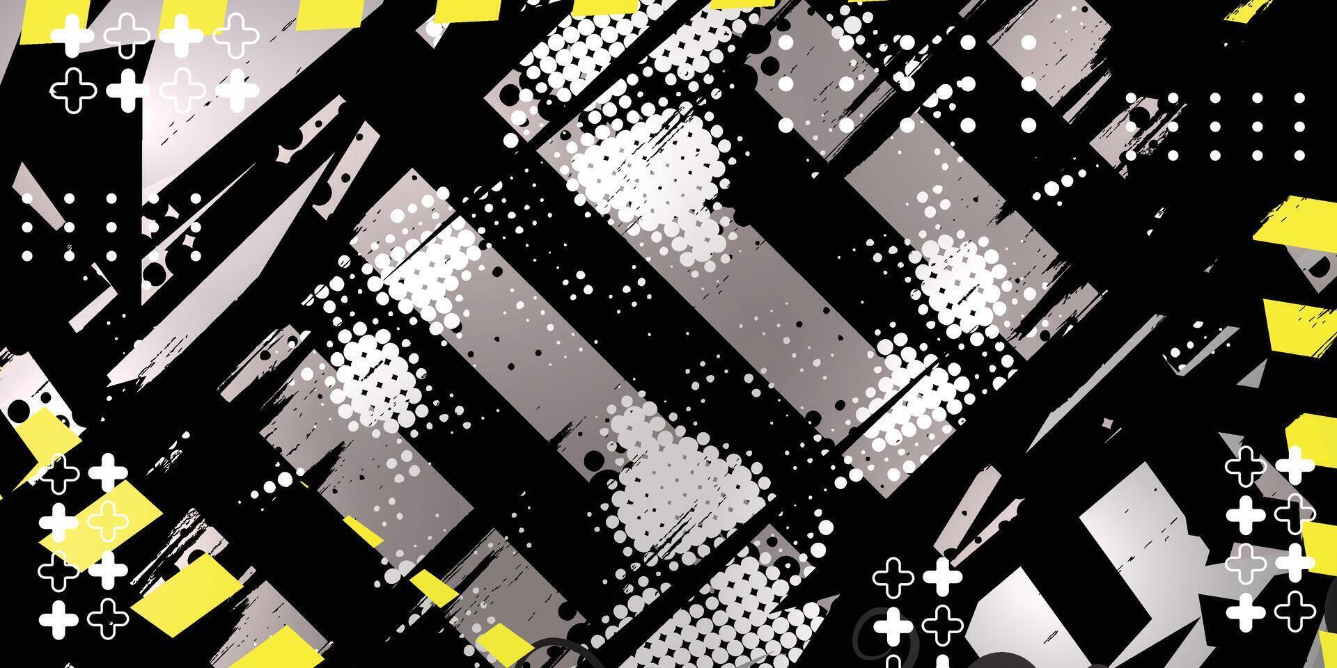 abstract grunge background with black and yellow stripes vector