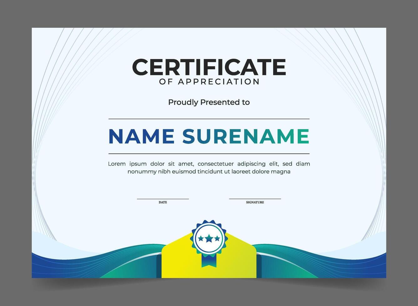 Gradient blue certificate border template vector
