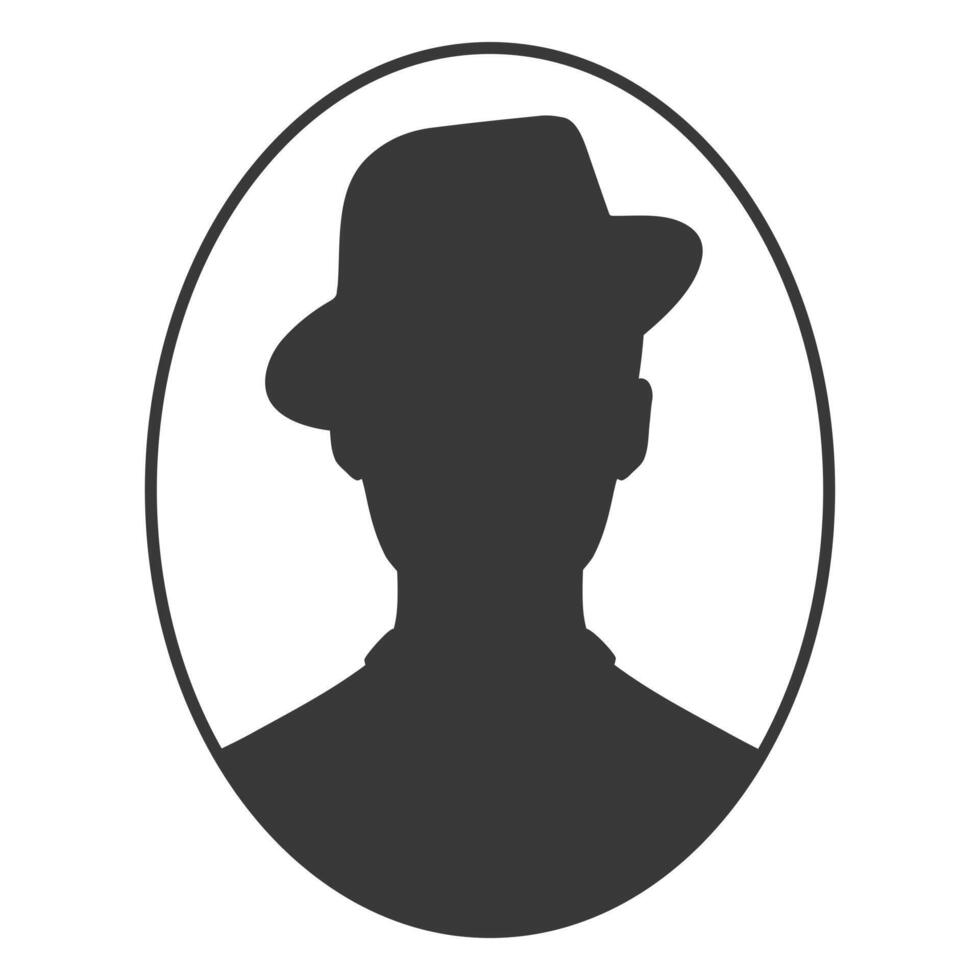 Silhouette of a man in a hat vector