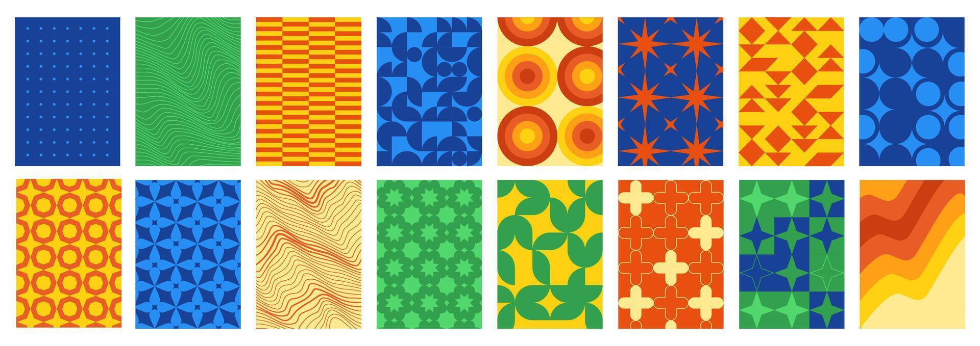 Abstract geometric posters. Retro abstraction pattern background design with minimal simple shapes and forms, modern geometry art prints. abstract set vector