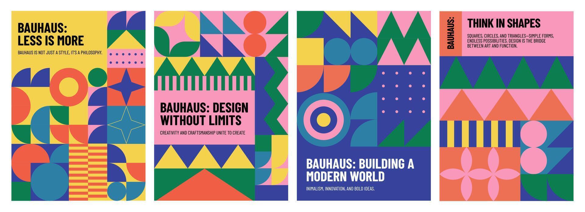 Geometric memphis poster. Abstract minimal bauhaus pattern with simple circle square geometric shapes, modern geometry Scandinavian cover design. abstraction backgrounds set vector