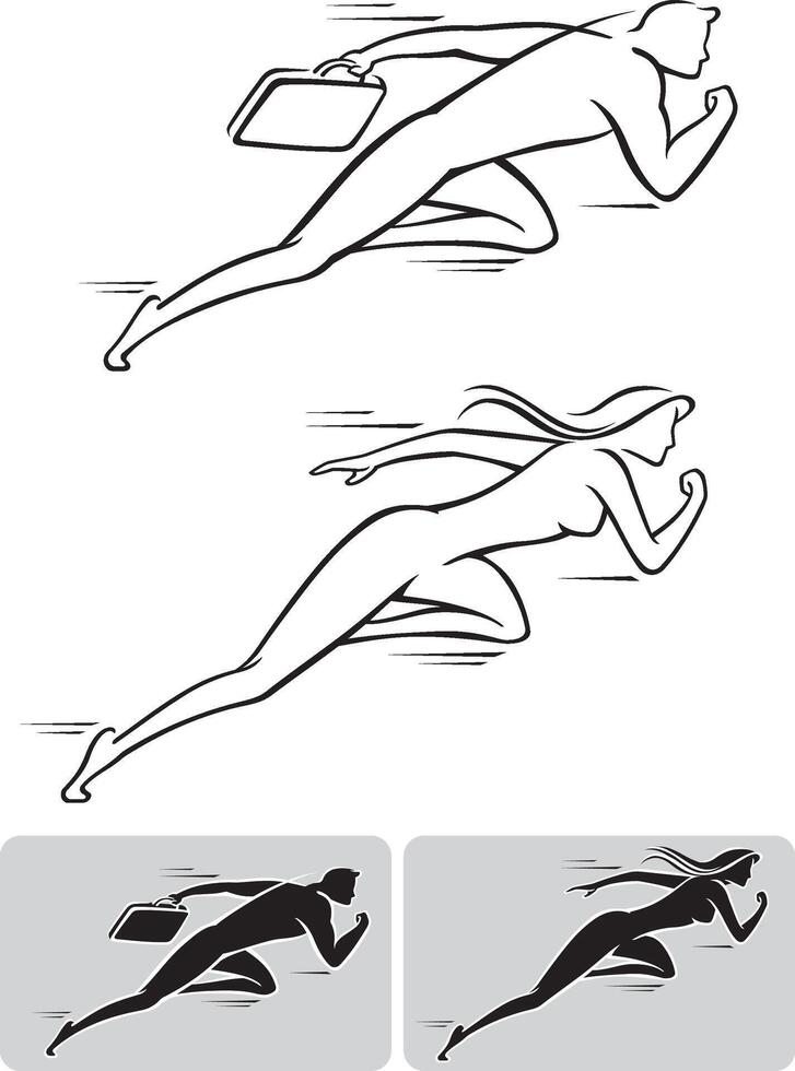 Rush, Female and Male Line Art Abstract vector