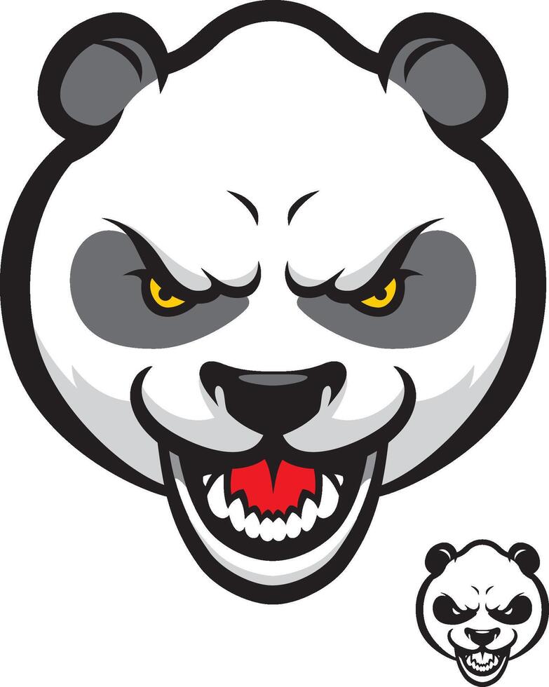 Panda Angry and Furious Cartoon Head vector