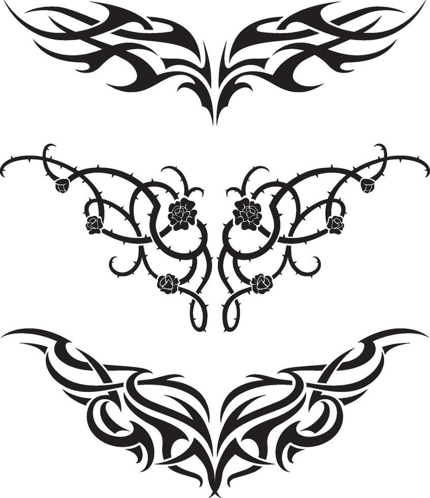 Tattoo Set, Abstract Wing vector