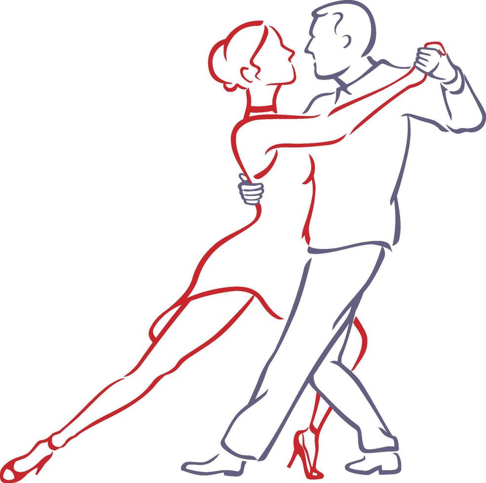 Tango Love Dancing Line Art vector