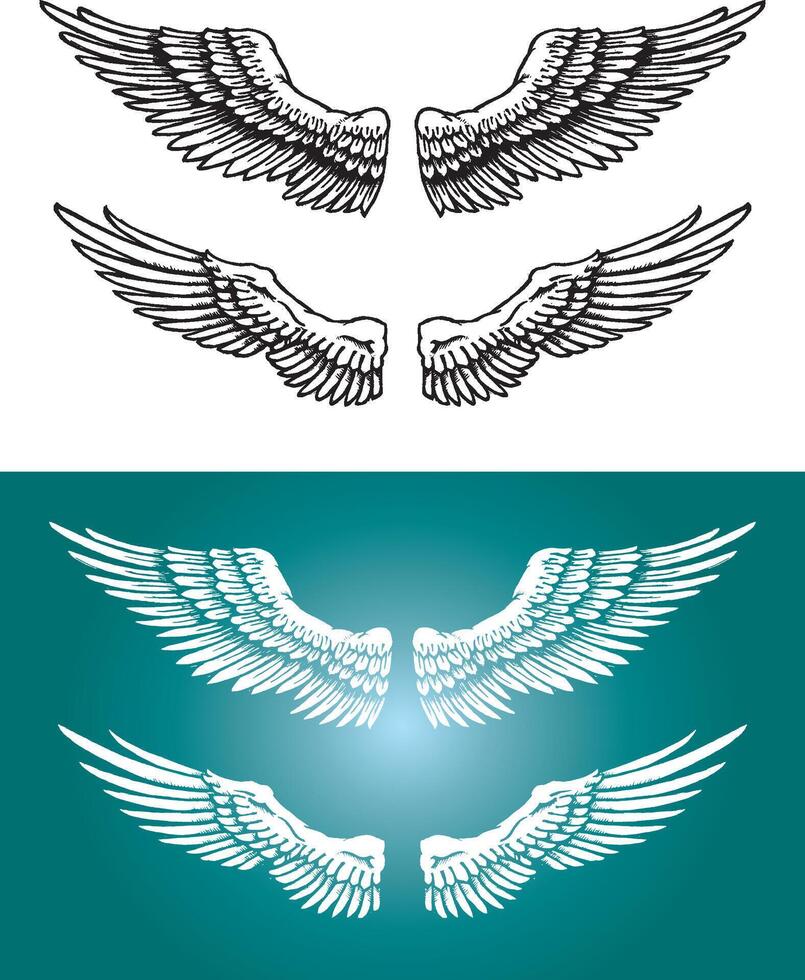 Wings Line Art Variation Set vector