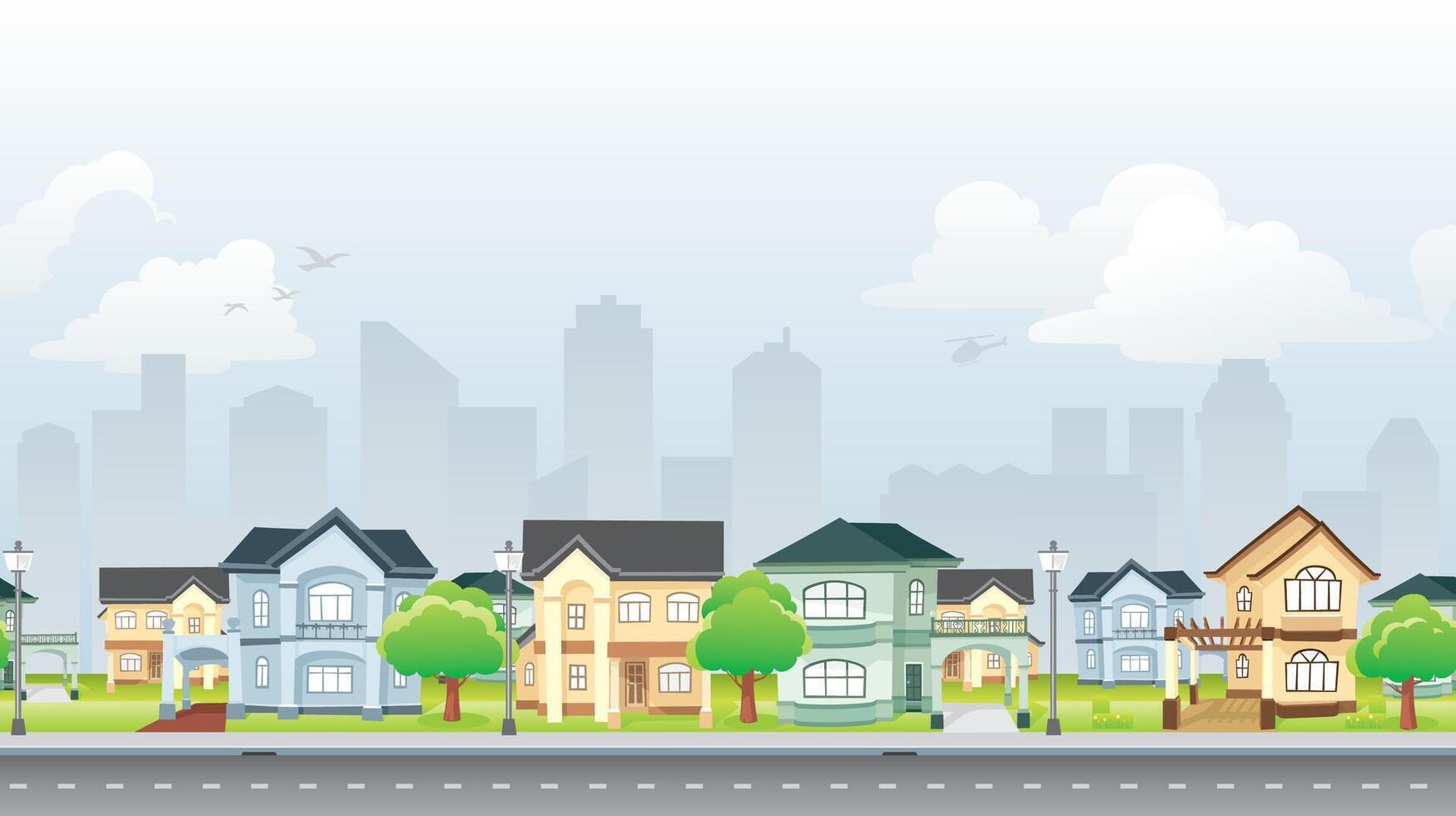 Residential Community Illustration, Tiled Horizontally vector