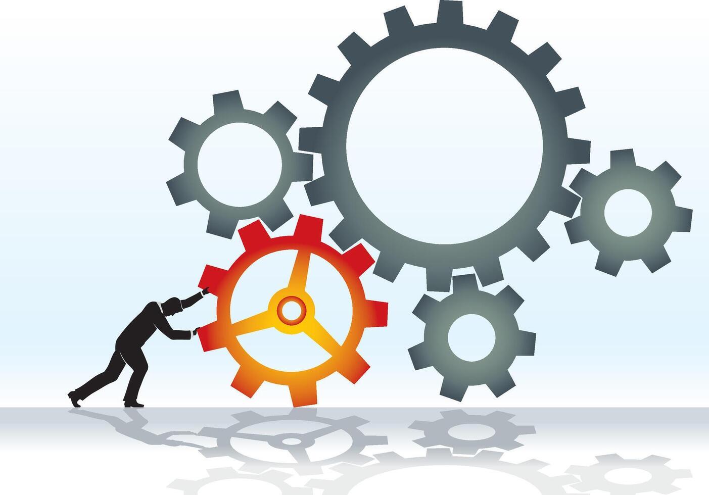 Pushing Cogs Corporate Concept vector