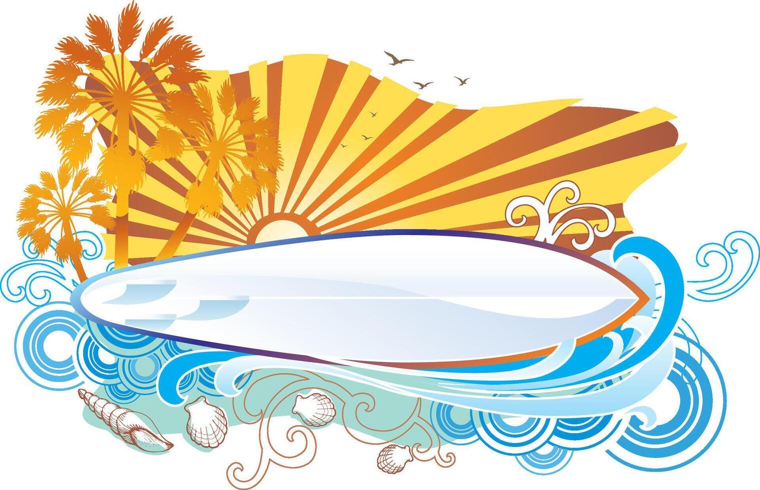 Summer Surf Board Banner Design vector