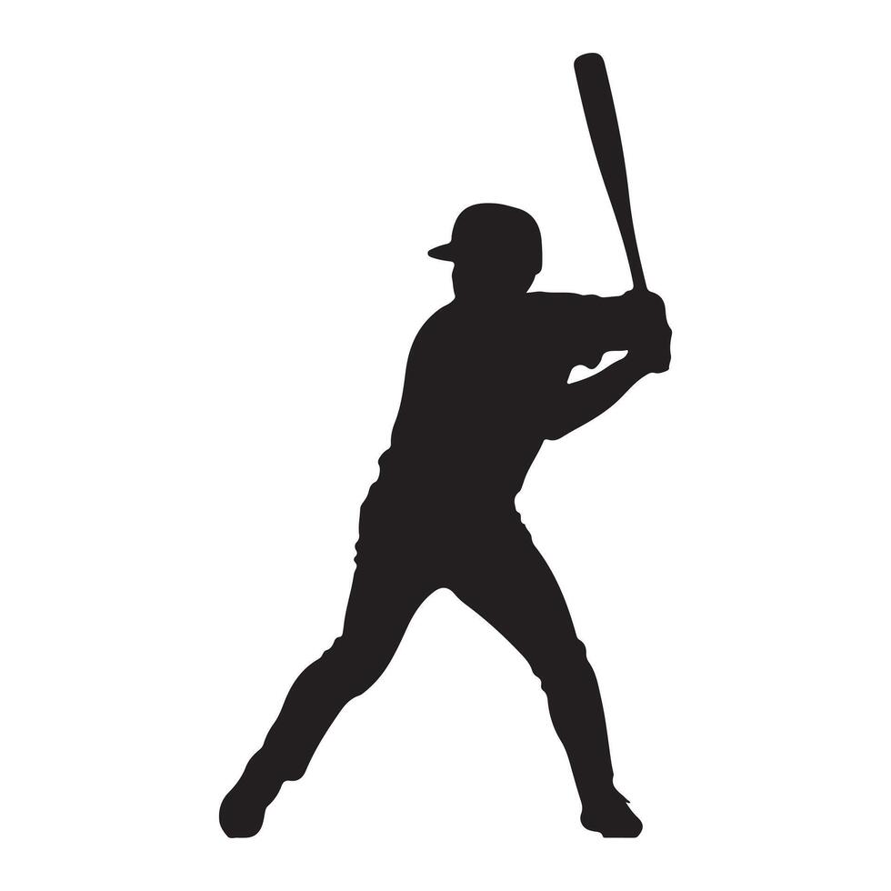 Baseball Player Silhouette Icon on White Background vector
