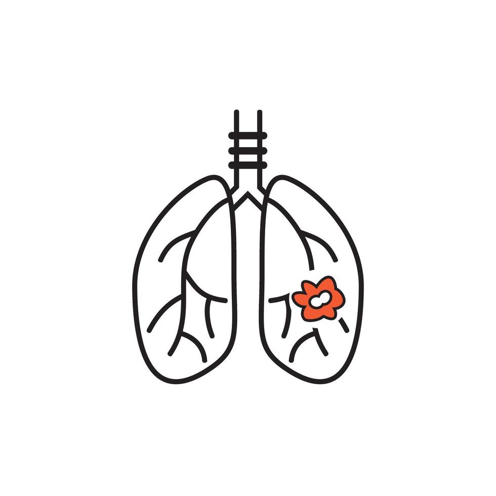 Lungs cancer line color icon. Oncology. Isolated element. Outline pictogram for web page, mobile app, promo. vector