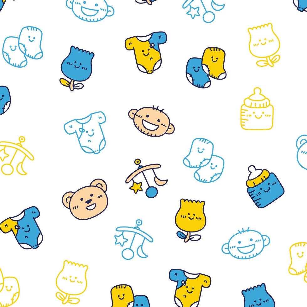 Cute Baby Items Pattern Design vector