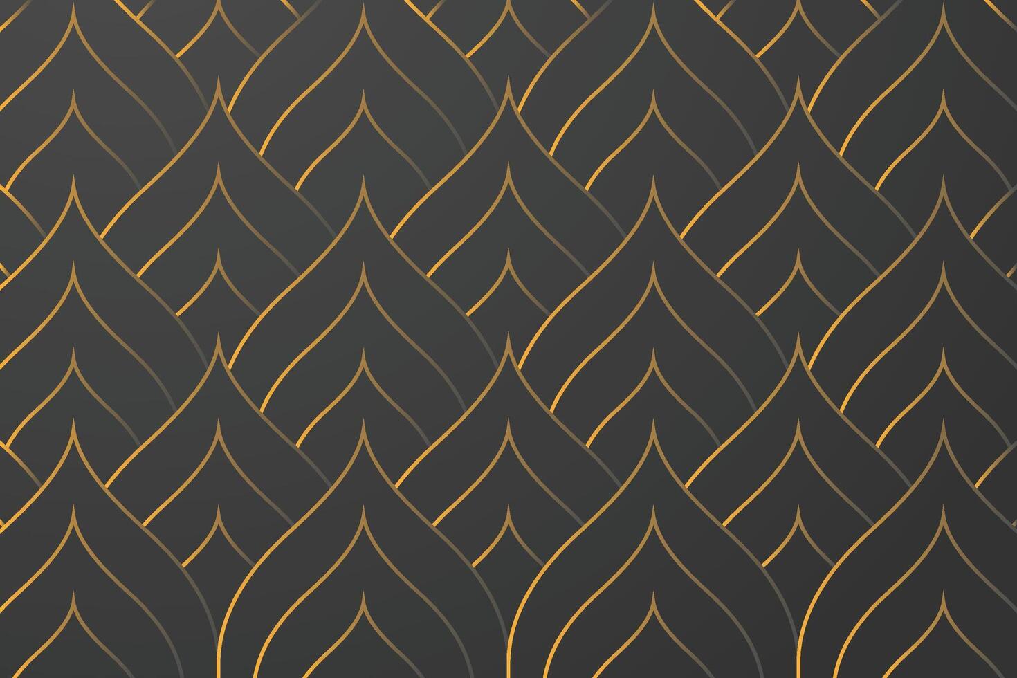 Modern abstract pattern. Gold arches lines on a black background. Elegant and luxurious dark backdrop. vector