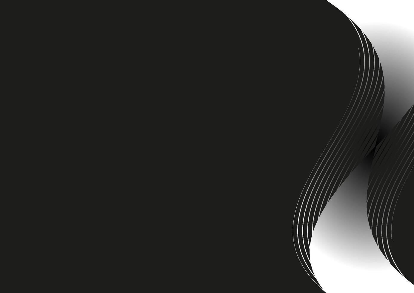 Abstract black and white wavy background with elegant curves and shadows vector
