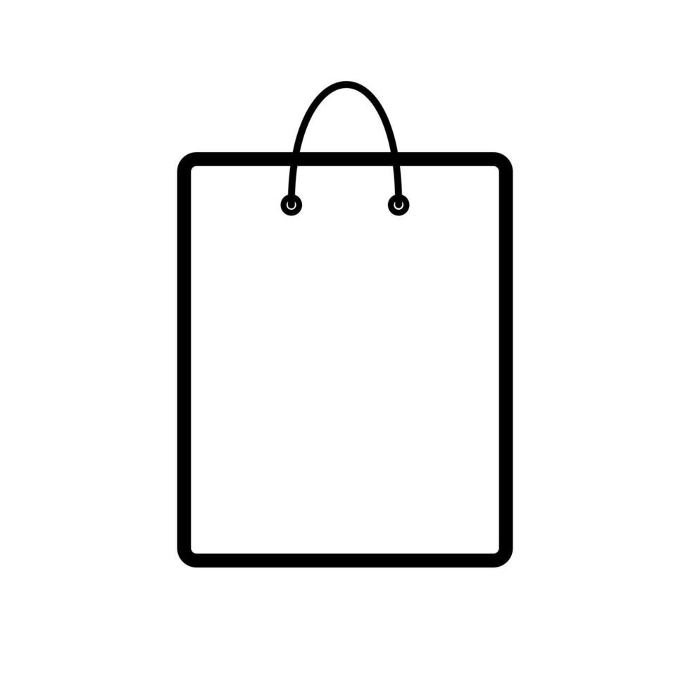 Minimalistic black shopping bag with handle on white background vector