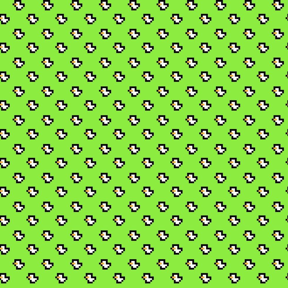 Seamless pattern with small white ducklings on a bright green background vector