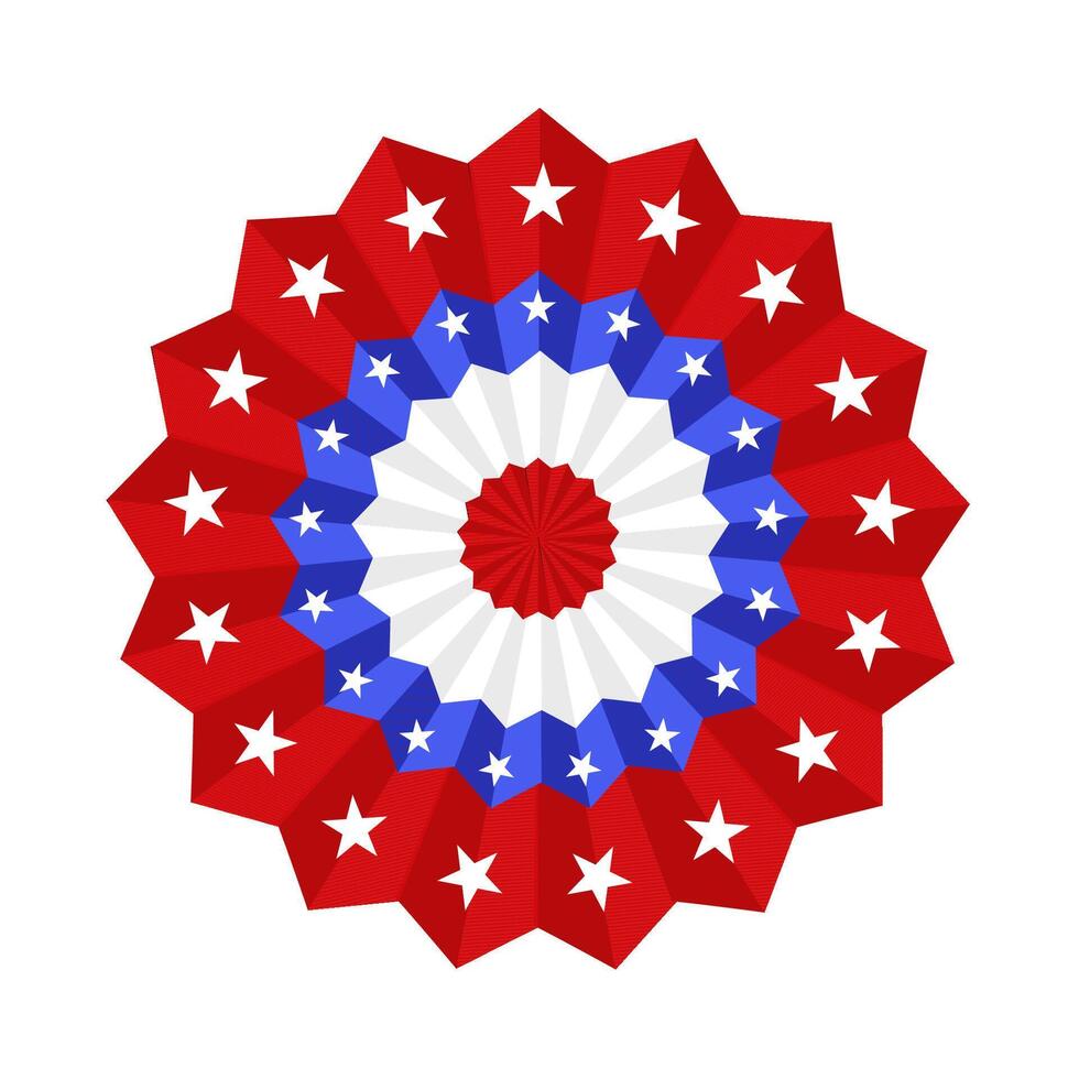 Patriotic american star badge with red, white, and blue layers vector