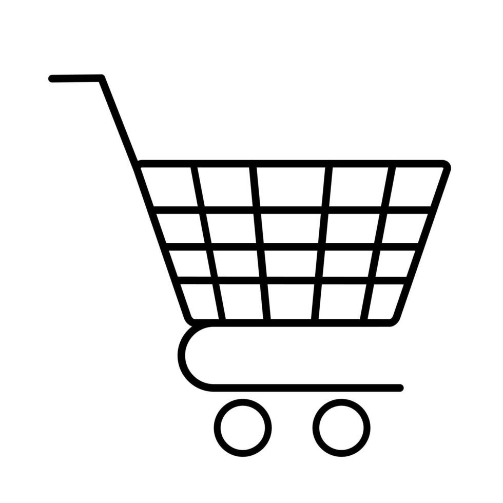 Simple wire shopping cart icon on white background vector