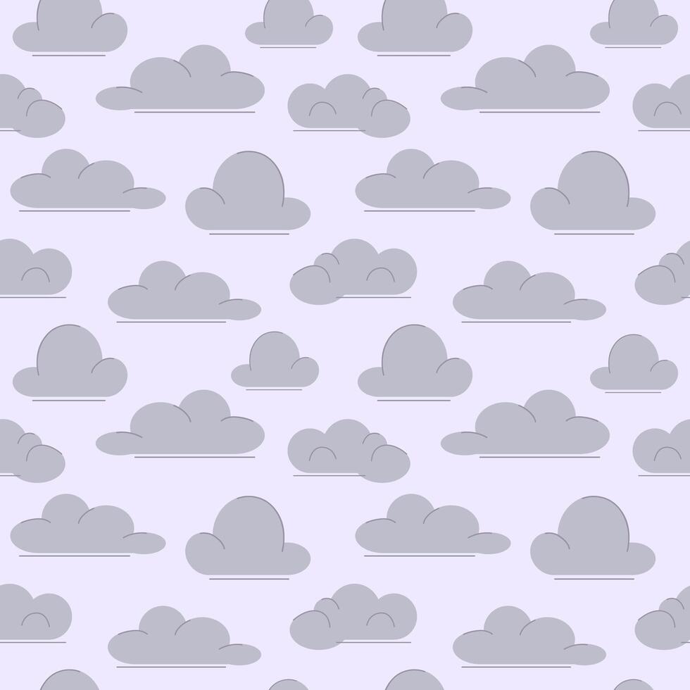 Cloud pattern on light purple background. Night sky. illustration of cloudy sky in pastel colors in cartoon style. vector