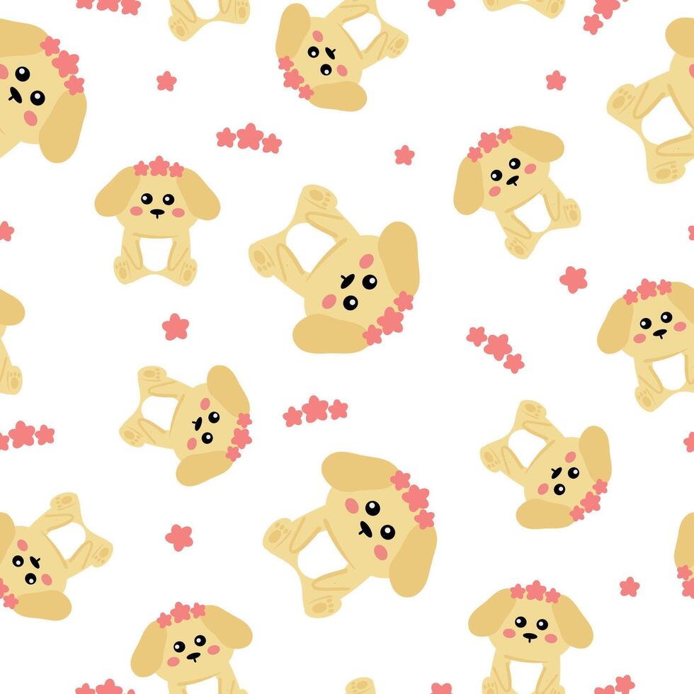 Seamless pattern cute cartoon puppy. animal pattern for wallpaper, background and gift wrap paper vector