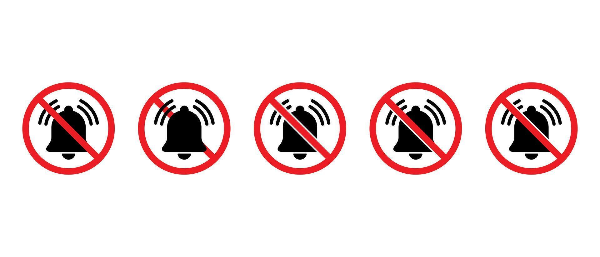 Notification bell prohibition icon set collection. No alarm sign symbol vector