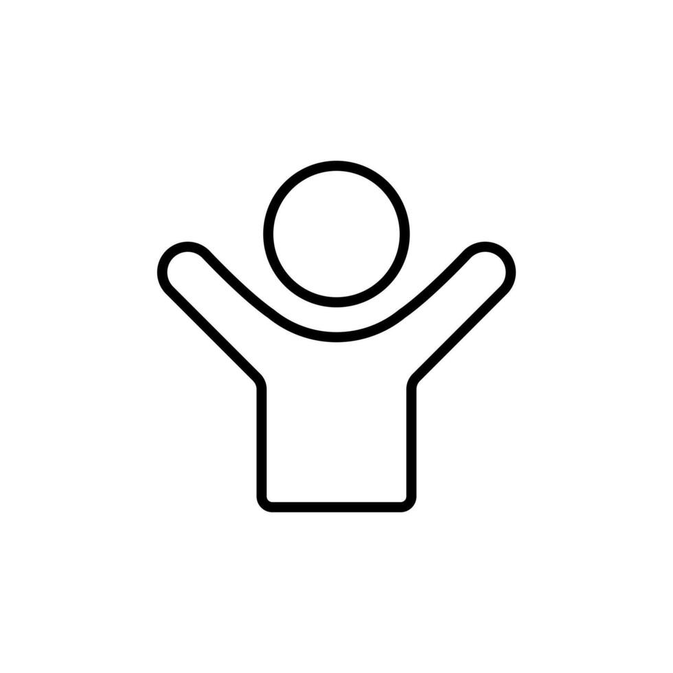 Hands up human outline icon. Support, participation, and positive expression sign symbol vector