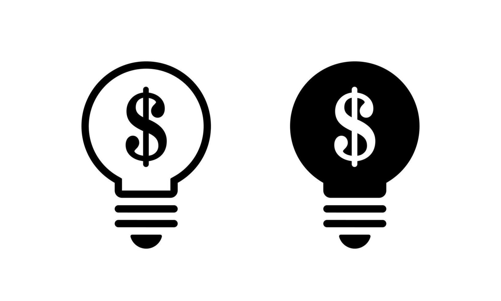 Money idea icon. Business lamp, dollar with light bulb sign symbol vector