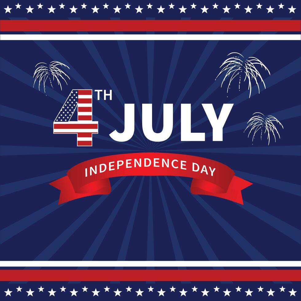 4th of July Typography Lettering on usa flag Background vector