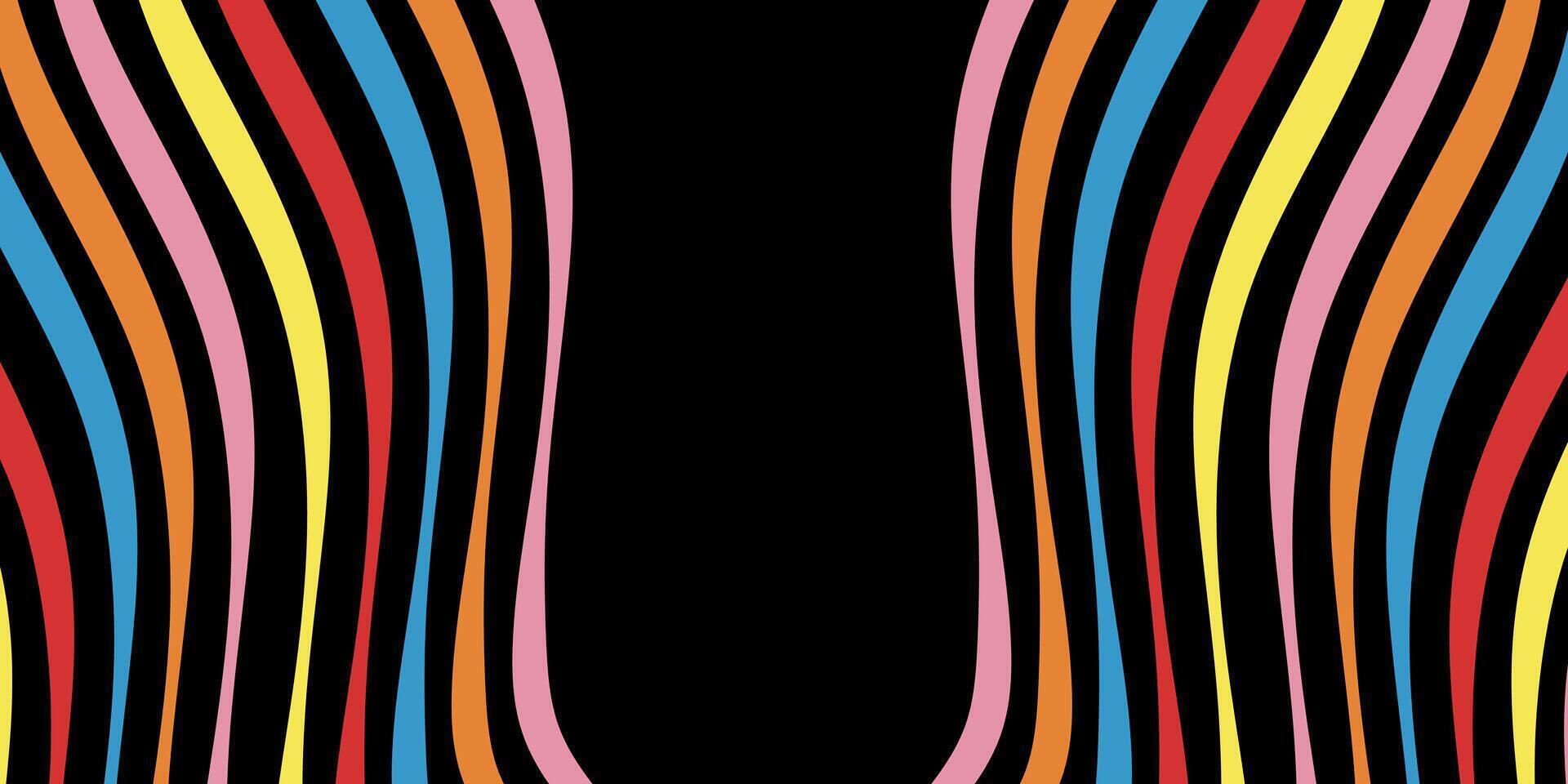 a black background with a rainbow colored stripe pattern vector