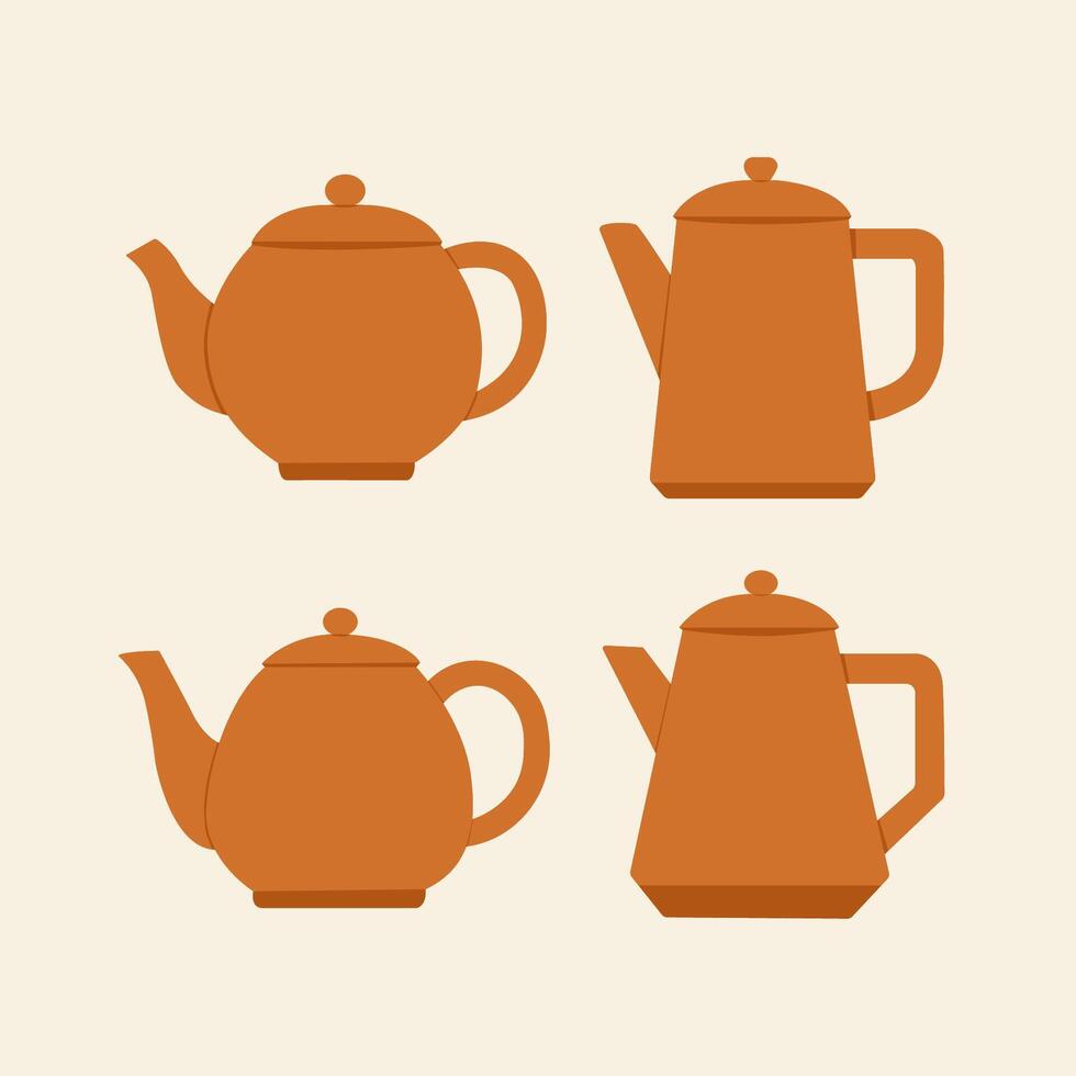 teapot collection, teapot set, Kettle flat design vector
