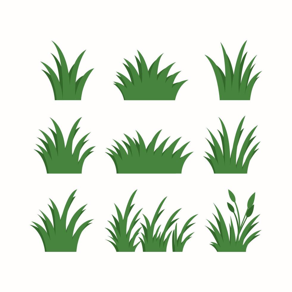 Set of flat grass elements vector