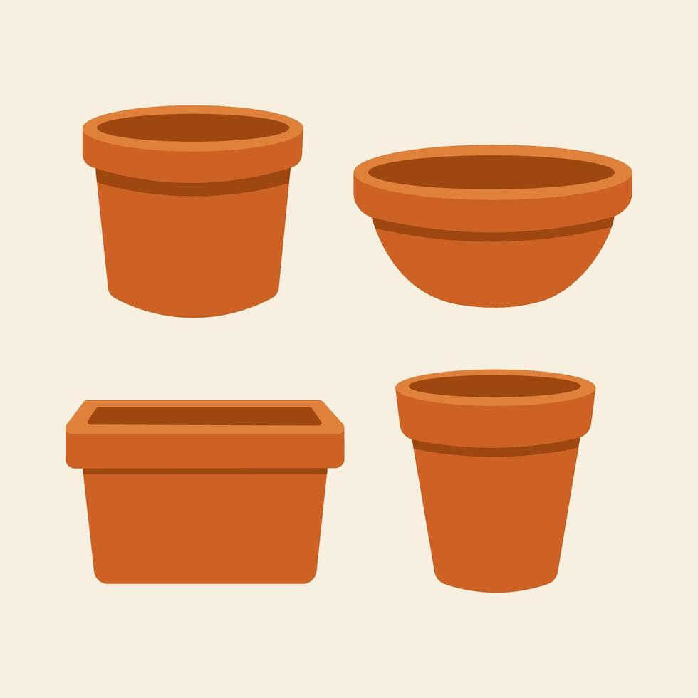 collection of clay pots for house plants. An empty flower pot vector