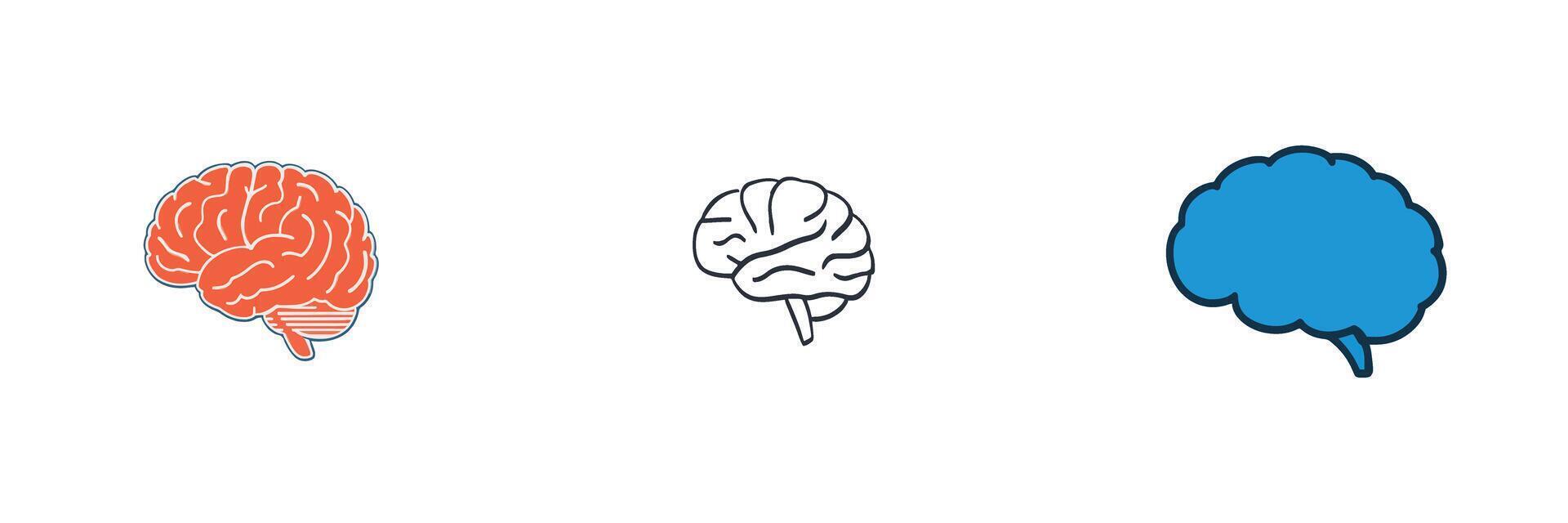 Three Different Brain Icons vector