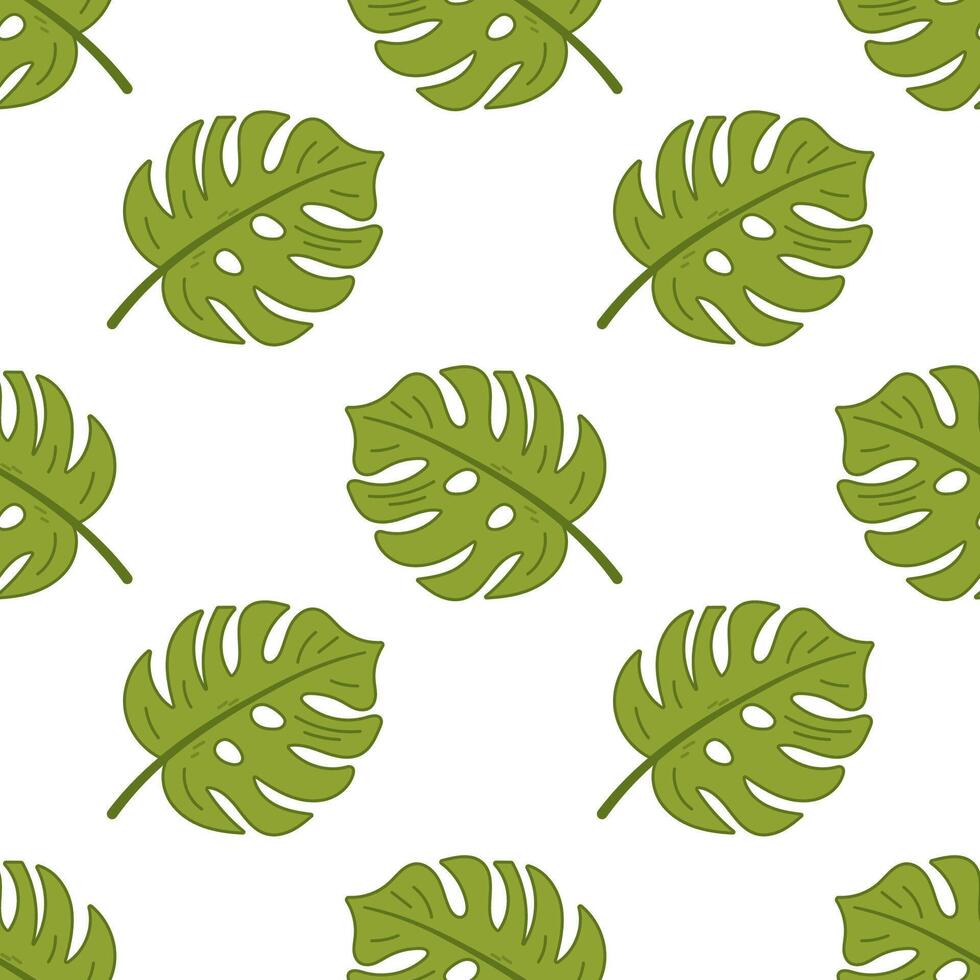 Tropical monstera leaf seamless pattern for summer design vector