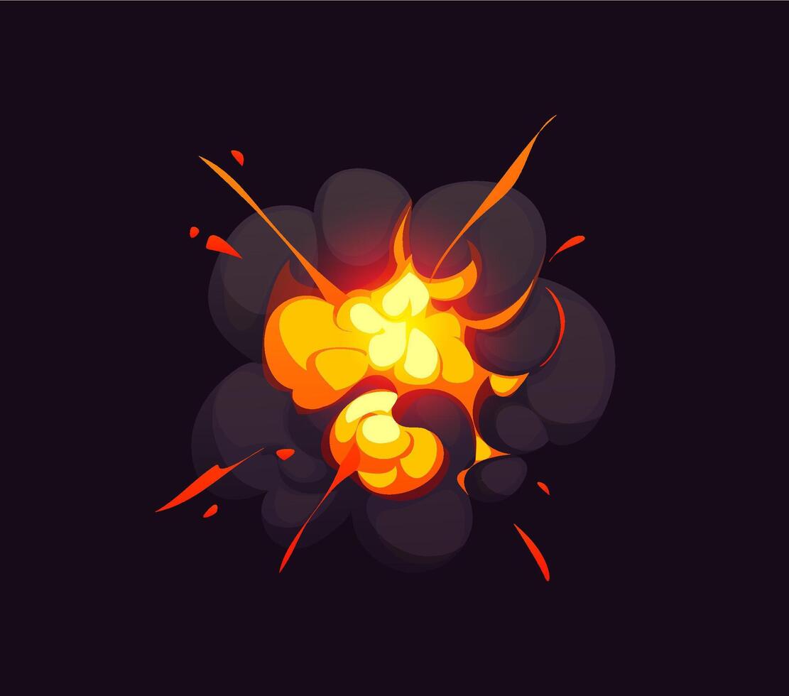 Cartoon cloud, bomb explosion effect vector