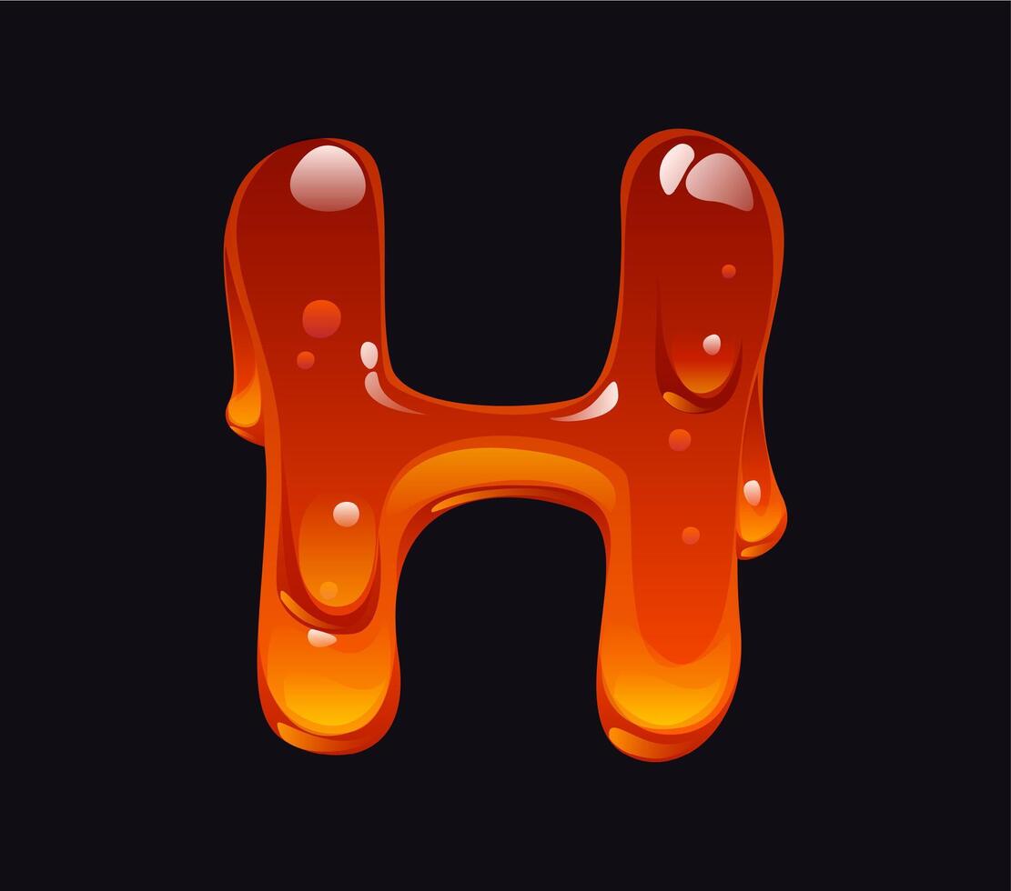 Liquid honey cartoon font typeface letter H vector